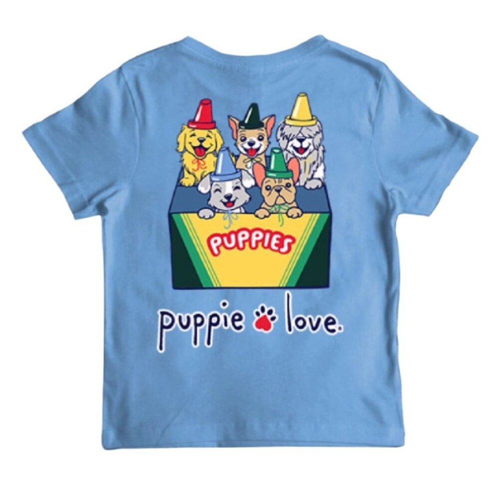 Puppie Love Dog Youth Crayon Pup Short Sleeve T-Shirt - NEW Fast Ship
